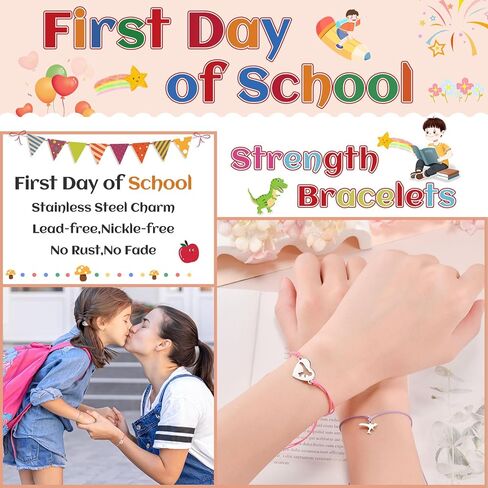 VU100 سوار العودة إلى المدرسة هدايا مطابقة الديناصور/سوار القلب سوار الأم والابنة في اليوم الأول من المدرسة هدية الأم وأنا أساور هدية القلق الانفصال للابن والبنات والأولاد والحفيدة in Kuwait