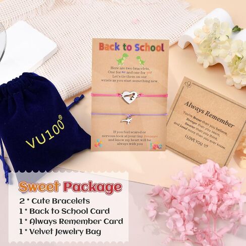 VU100 سوار العودة إلى المدرسة هدايا مطابقة الديناصور/سوار القلب سوار الأم والابنة في اليوم الأول من المدرسة هدية الأم وأنا أساور هدية القلق الانفصال للابن والبنات والأولاد والحفيدة in Kuwait
