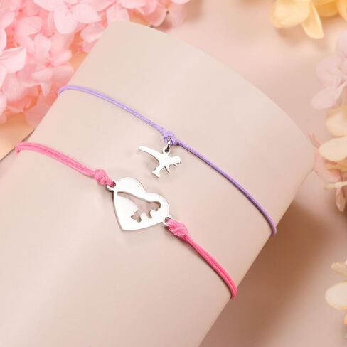 VU100 سوار العودة إلى المدرسة هدايا مطابقة الديناصور/سوار القلب سوار الأم والابنة في اليوم الأول من المدرسة هدية الأم وأنا أساور هدية القلق الانفصال للابن والبنات والأولاد والحفيدة in Kuwait