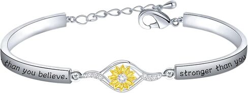 BEKECH Sunflower Bracelet You’re Braver Than You Believe Sunflower Charm Bracelet Friendship Jewelry in Saudi Arabia
