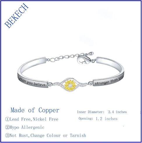BEKECH Sunflower Bracelet You’re Braver Than You Believe Sunflower Charm Bracelet Friendship Jewelry in Saudi Arabia