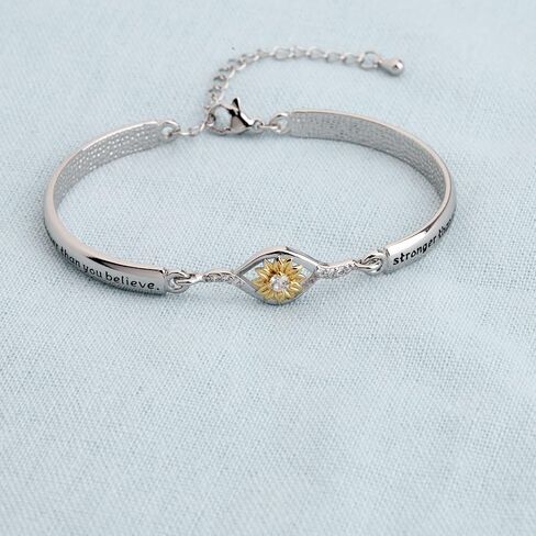 BEKECH Sunflower Bracelet You’re Braver Than You Believe Sunflower Charm Bracelet Friendship Jewelry in Saudi Arabia