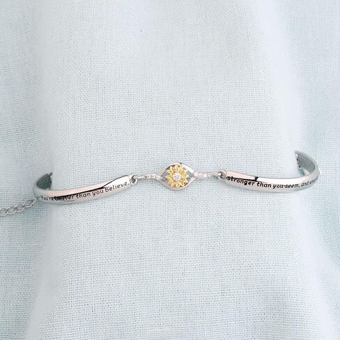 BEKECH Sunflower Bracelet You’re Braver Than You Believe Sunflower Charm Bracelet Friendship Jewelry in Saudi Arabia