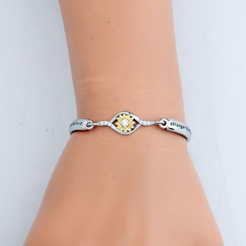 BEKECH Sunflower Bracelet You’re Braver Than You Believe Sunflower Charm Bracelet Friendship Jewelry in Saudi Arabia