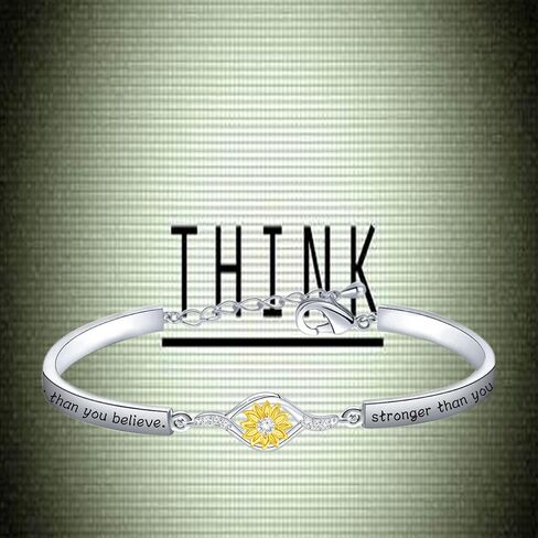 BEKECH Sunflower Bracelet You’re Braver Than You Believe Sunflower Charm Bracelet Friendship Jewelry in Saudi Arabia