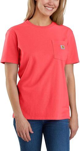 Carhartt Women's Loose Fit Heavyweight Short-Sleeve Pocket T-Shirt, Coral Glow, Medium in Saudi Arabia