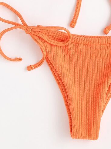 GORGLITTER Women's High Cut Swimsuit Triangle Tops Tie Side Thong Bikini Set Frill Bathing Suit in Saudi Arabia