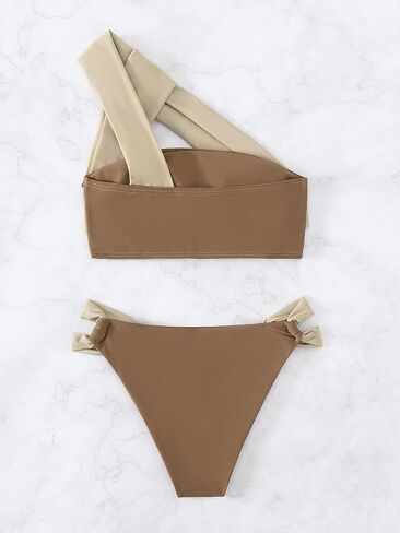 MakeMeChic Women's 2 Piece Bathing Suits One Shoulder Cut Out Bikini Set Swimsuit in Saudi Arabia