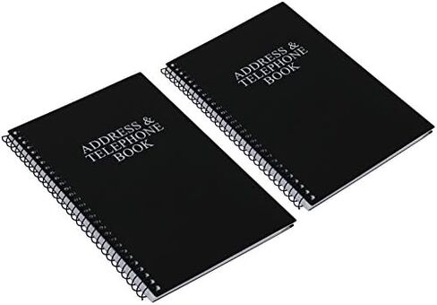 Iconikal Address and Telephone Book, Black, 8 x 5 inches for Organizing Names, Addresses, Email, Cell Phone Numbers in Saudi Arabia