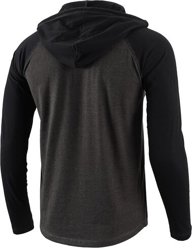 Men's Casual Vintage Slim Fit Workout Sports Hiking Lightweight Active Hoodie Jersey T-Shirts H.Charcoal/Black XXL in Kuwait