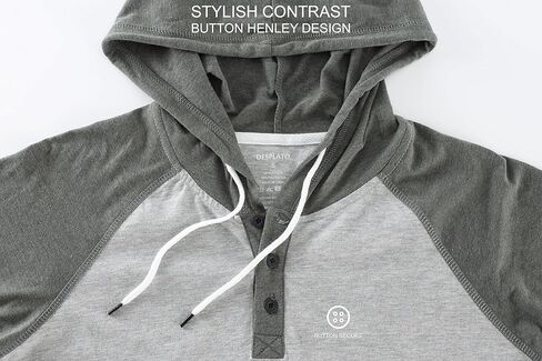 Men's Casual Vintage Slim Fit Workout Sports Hiking Lightweight Active Hoodie Jersey T-Shirts H.Charcoal/Black XXL in Kuwait