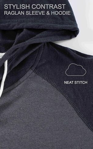 Men's Casual Vintage Slim Fit Workout Sports Hiking Lightweight Active Hoodie Jersey T-Shirts H.Charcoal/Black XXL in Kuwait