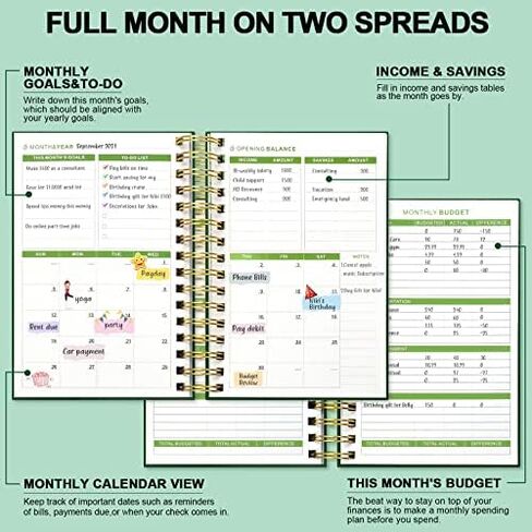 JUBTIC Budget Planner and Monthly Bill Organizer with Pockets. Undated Financial Planner Budget Book and Expense Tracker Notebook, Budgeting Journal to Control Your Money - 5.6" x 8.2" (Black) in Saudi Arabia