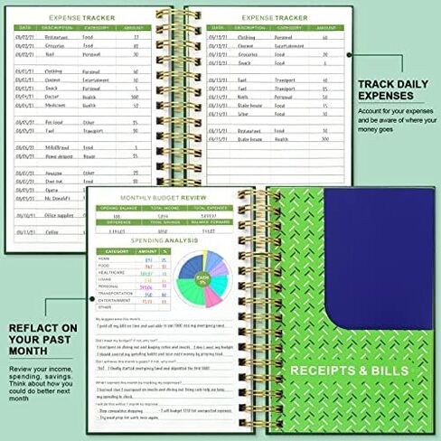 JUBTIC Budget Planner and Monthly Bill Organizer with Pockets. Undated Financial Planner Budget Book and Expense Tracker Notebook, Budgeting Journal to Control Your Money - 5.6" x 8.2" (Black) in Saudi Arabia
