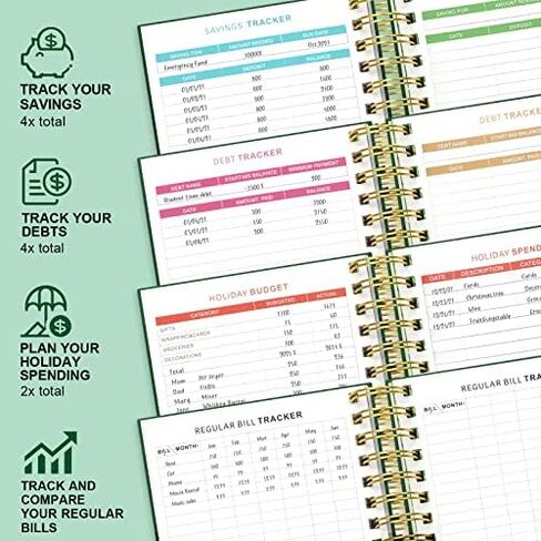 JUBTIC Budget Planner and Monthly Bill Organizer with Pockets. Undated Financial Planner Budget Book and Expense Tracker Notebook, Budgeting Journal to Control Your Money - 5.6" x 8.2" (Black) in Saudi Arabia