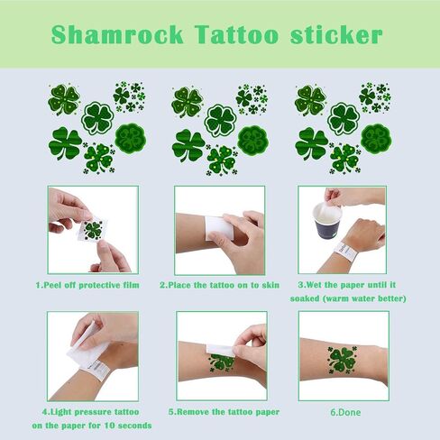 ORANGAROOS Woman St Patrick's Day Costume Accessories Set with Green Shamrock headband，Green Glitter Clover Frame Glasses，Green Bead Necklaces and Shamrock Tattoo Stickers in Kuwait