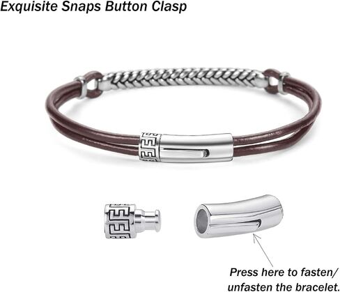 FANCIME Footprint 925 Sterling Silver Genuine Mens Leather Bracelet Braided Rope Energy Charm Push Button Locking Clasp, 9.0" Brown in Saudi Arabia