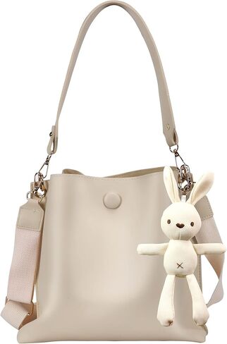 HSEONEJIA Womens Hobo Bucket Bags and Purses, Small Fashion Tote Handbag Vegan Leather Crossbody Shoulder Bag (White), White-new in Kuwait