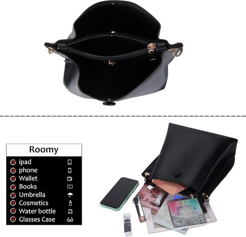 HSEONEJIA Womens Hobo Bucket Bags and Purses, Small Fashion Tote Handbag Vegan Leather Crossbody Shoulder Bag (White), White-new in Kuwait