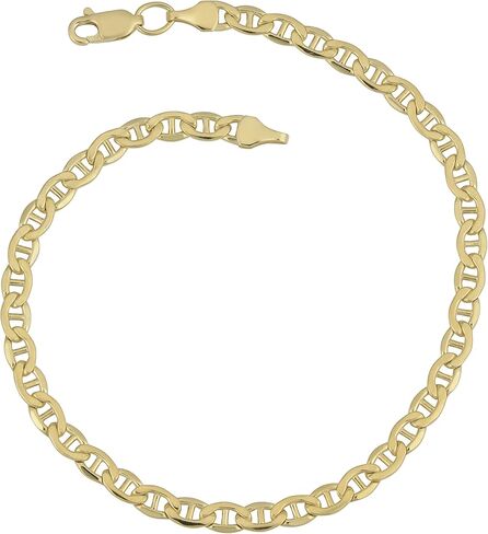 Kooljewelry سوار مارينر لينك مرصع بالذهب الأصفر عيار 14 قيراط 4.15 ملم (7.5 أو 8.5 بوصة) in Saudi Arabia
