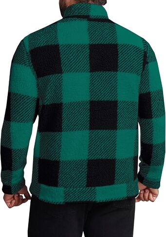 Runcati Mens Fuzzy Sherpa Sweatshirt Buffalo Plaid Pullover Quarter Zip Winter Warm Fleece Sweatshirts in Saudi Arabia