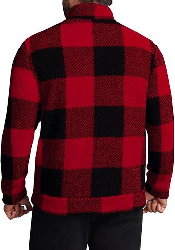 Runcati Mens Fuzzy Sherpa Sweatshirt Buffalo Plaid Pullover Quarter Zip Winter Warm Fleece Sweatshirts in Saudi Arabia