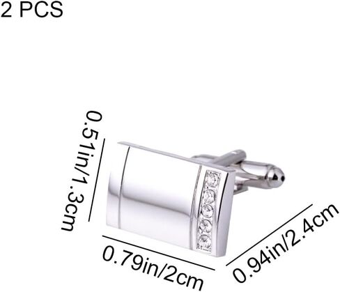 2 Pcs Cufflinks Men Diamond Cuff Stud Cufflinks Set Exquisite Shirt Knot Cufflinks for Man Suit Dress Shirt Valentines Festival Birthday Anniversary Graduation Gift Silver in Kuwait
