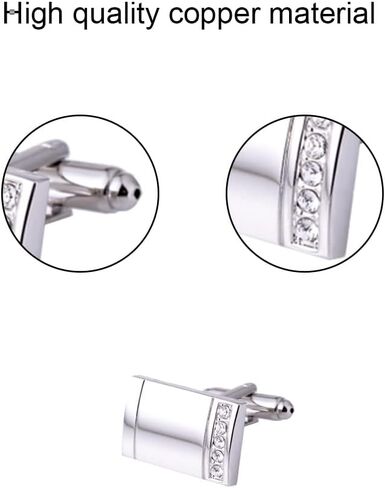 2 Pcs Cufflinks Men Diamond Cuff Stud Cufflinks Set Exquisite Shirt Knot Cufflinks for Man Suit Dress Shirt Valentines Festival Birthday Anniversary Graduation Gift Silver in Kuwait