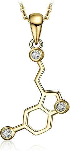 JewelryPalace جزيء السيروتونين مكعب زركونيا قلادة قلادة للنساء، 14K الأبيض الأصفر ارتفع الذهب مطلي 925 قلادة من الفضة الاسترليني لها، الأزياء والمجوهرات هدية للفتيات 18 بوصة سلسلة in Kuwait