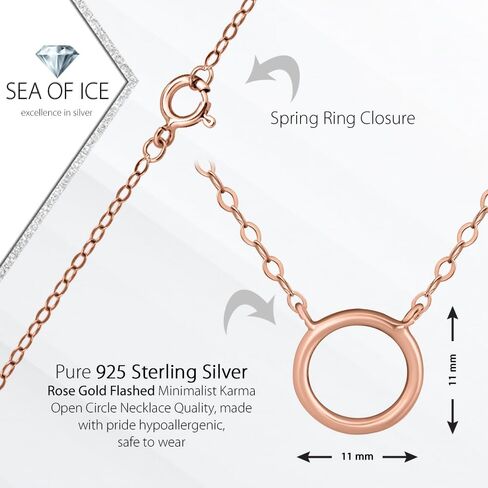 SEA OF ICE Sterling Silver Minimalist Karma Open Circle Open Circle Necklace For Women, 18" Rolo Chain in Saudi Arabia