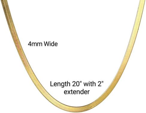 CROISIER Minimalist Gold Chain Necklace. Dainty Sterling Steel 18K Gold Plated Herringbone Flat Snake Chain Necklace. Hypoallergenic Classic Jewelry for Women. in Saudi Arabia