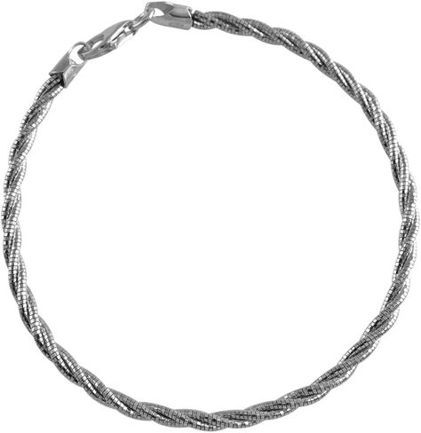 Verona Jewelers 925 Sterling Silver Diamond Cut Flexible Italian Spring Omega Braided Sparkle Necklace- Twisted Omega Rope Chain Chain Necklace, 3MM Silver Necklace in Saudi Arabia