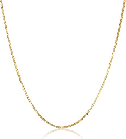 Amazon Essentials womens Yellow Gold Plated Sterling Silver Thin 0.6mm Box Chain Necklace (previously Amazon Collection) in Saudi Arabia