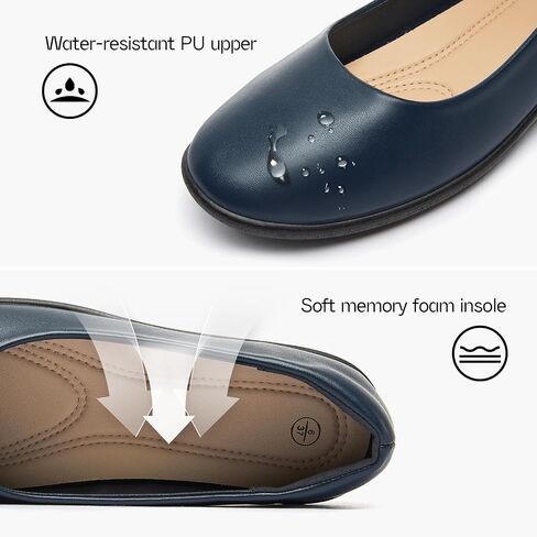 Women's Comfortable Black Leather Dress Ballerina Flats for Office and Work in Saudi Arabia