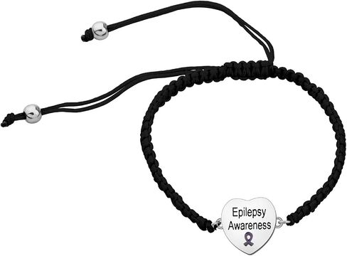 CENWA Epilepsy Purple Ribbon Adjustable Bracelet Epilepsy Awareness Gift Purple Awareness Epilepsy Survivor Jewelry in Saudi Arabia