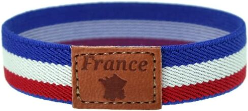 BDM French Flag Bracelet, French Flag Bracelet, French Elastic Bracelet, One Size, Leather in Saudi Arabia