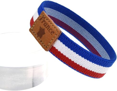 BDM French Flag Bracelet, French Flag Bracelet, French Elastic Bracelet, One Size, Leather in Saudi Arabia