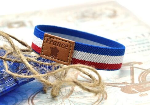BDM French Flag Bracelet, French Flag Bracelet, French Elastic Bracelet, One Size, Leather in Saudi Arabia