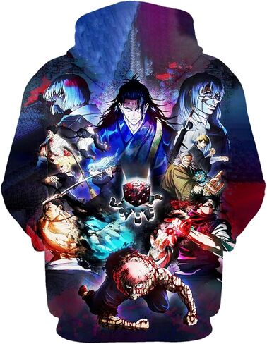 سويت شيرت بغطاء للرأس للجنسين من Wxnibnju بطباعة ثلاثية الأبعاد Jujutsu Kaisen Anime بأكمام طويلة in Saudi Arabia