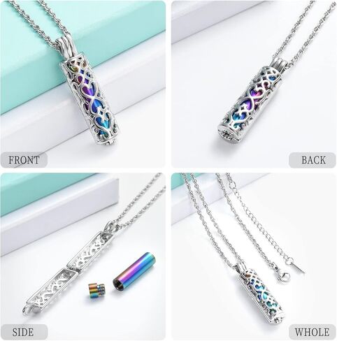 shajwo Cylinder Urn Necklace for Ashes for Women Men Cremation Jewelry Keepsake Memorial Human Pet Ashes Pendant in Saudi Arabia