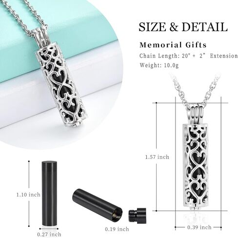 shajwo Cylinder Urn Necklace for Ashes for Women Men Cremation Jewelry Keepsake Memorial Human Pet Ashes Pendant in Saudi Arabia