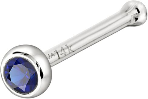 مجموعة مجوهرات أفالانش الصلبة من الذهب عيار 14 قيراط ذات نهاية كروية من الياقوت الأزرق 22G مسمار عظم الأنف - 14 قيراط من الذهب الأبيض / 14 قيراط من الذهب الأصفر في سبتمبر جوهرة الأنف الدائرية in Saudi Arabia