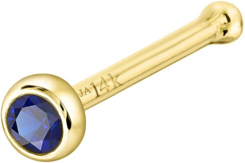 مجموعة مجوهرات أفالانش الصلبة من الذهب عيار 14 قيراط ذات نهاية كروية من الياقوت الأزرق 22G مسمار عظم الأنف - 14 قيراط من الذهب الأبيض / 14 قيراط من الذهب الأصفر في سبتمبر جوهرة الأنف الدائرية in Saudi Arabia