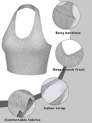 3 Pieces Women Halter Top Deep V Neck Crop Top Vest Sleeveless Backless Cami Halter Tank Tops for Girls in Saudi Arabia