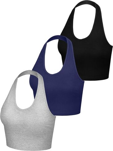 3 Pieces Women Halter Top Deep V Neck Crop Top Vest Sleeveless Backless Cami Halter Tank Tops for Girls in Saudi Arabia