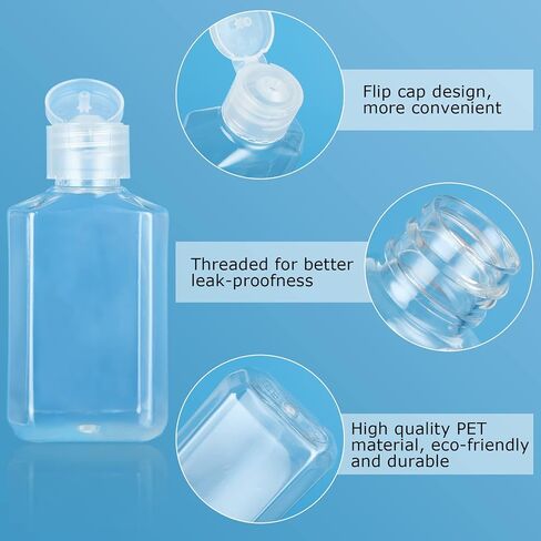 APACALI 100PCS Plastic Travel Bottles 1oz Mini Shampoo Bottles Small Empty Bottles Refillable Cosmetic Containers with Flip Cap Clear Portable Small Bottles for Liquid, Lotions, Toner, Body Soap in Saudi Arabia