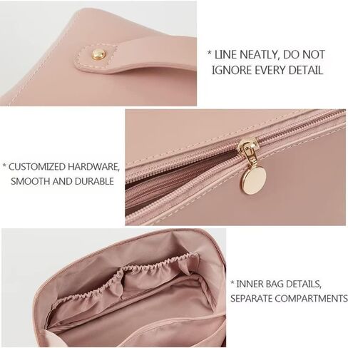wsvftgd Large-Capacity Travel Leather Makeup Bag Cosmetic Bag Waterproof Portable Makeup Case Organizer Toiletry Bag Makeup Box for Skincare Cosmetics Toiletries with Handle and Divider White in Saudi Arabia