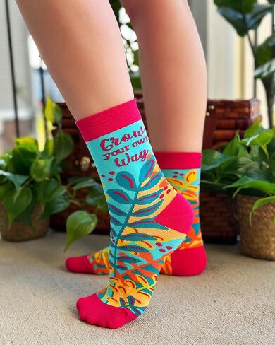 Fabdaz "Grow Your Own Way" Novelty Crew Socks for Women, Multicolor, One size in Saudi Arabia
