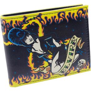 kreepsville 666 Gothic Elvira Mistress of the Dark Flame Skull Heart Tattoo Bi Fold Wallet