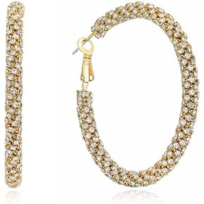 Ettika Gold Hoop Earrings. 18k Gold Plated Earrings for Women. Rope Chain Earrings. Fashion Jewelry For Women